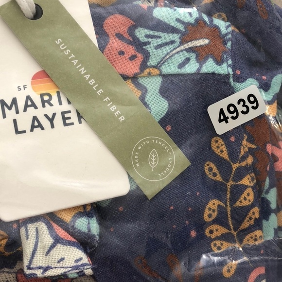 Marine Layer Laney Dress Ruffle Sleeve Tiered Mini Marlin Hibiscus Floral NWT S - Picture 7 of 7